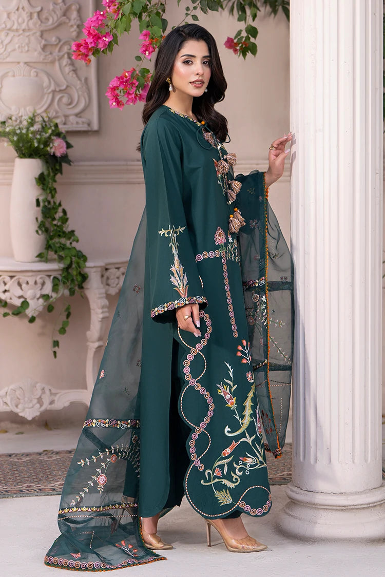 3-PC Stitched Embroidered Suit
