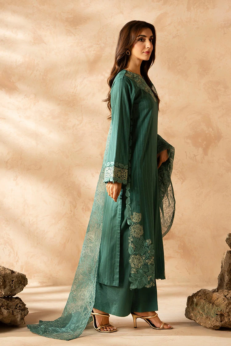 3-PC Stitched Embroidered Suit