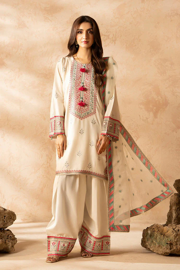 3-PC Stitched Embroidered Suit