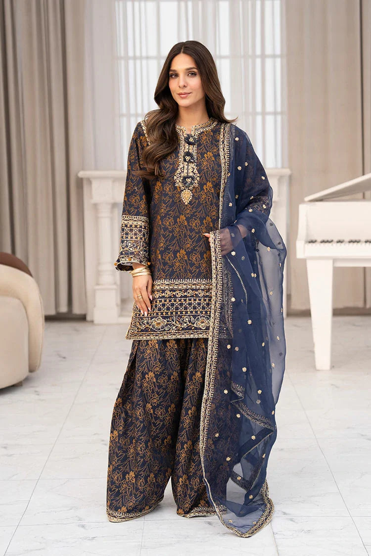 3-PC Stitched Embroidered Suit