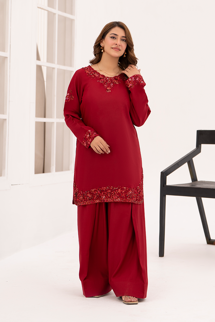 2-PC Stitched Embellished Suit
