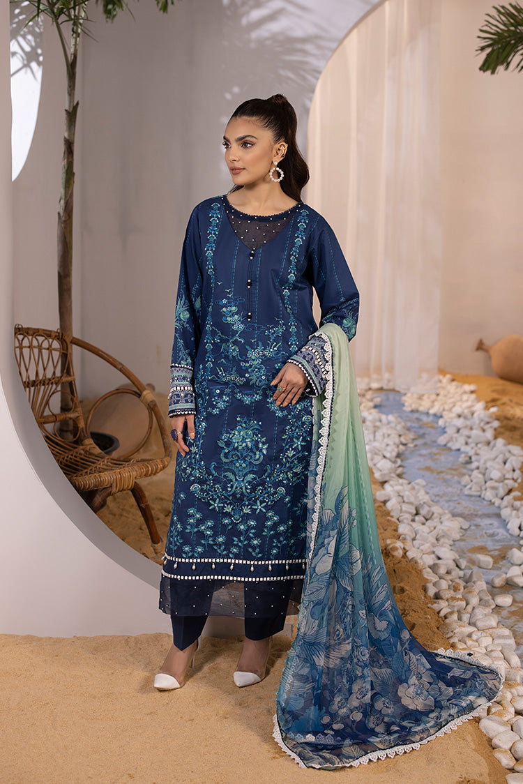 3-PC Unstitched Embroidered Lawn Suit