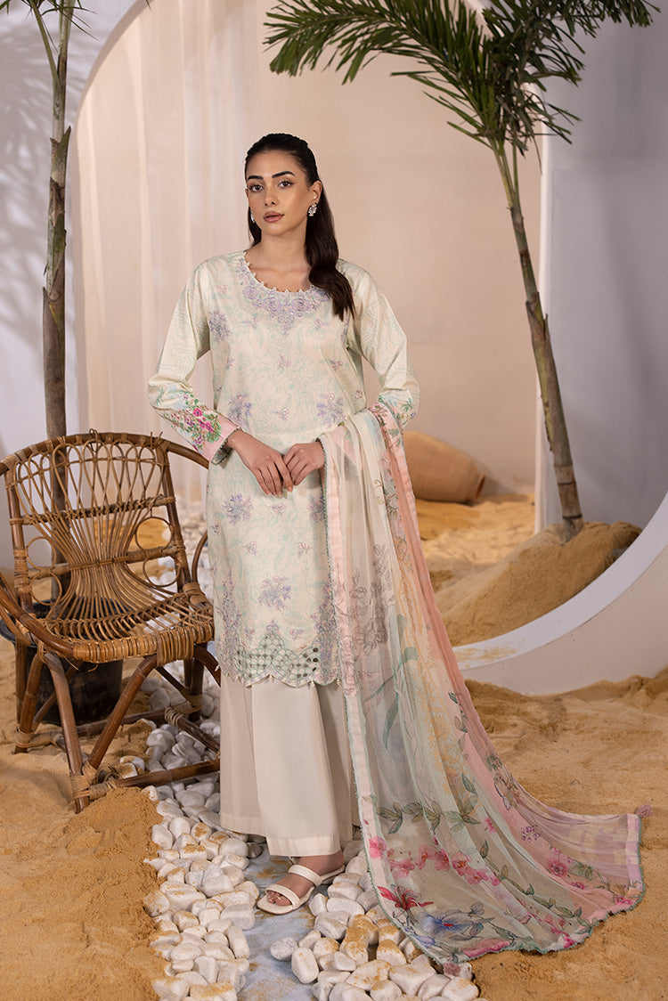 3-PC Unstitched Embroidered Lawn Suit