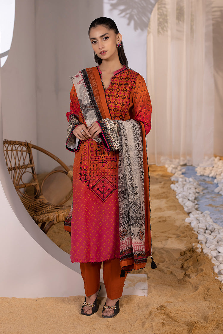 3-PC Unstitched Embroidered Lawn Suit