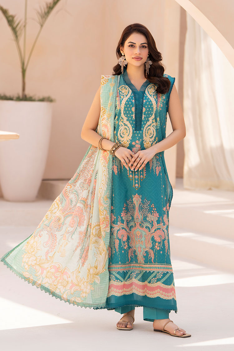 3-PC Unstitched Printed Lawn Suit