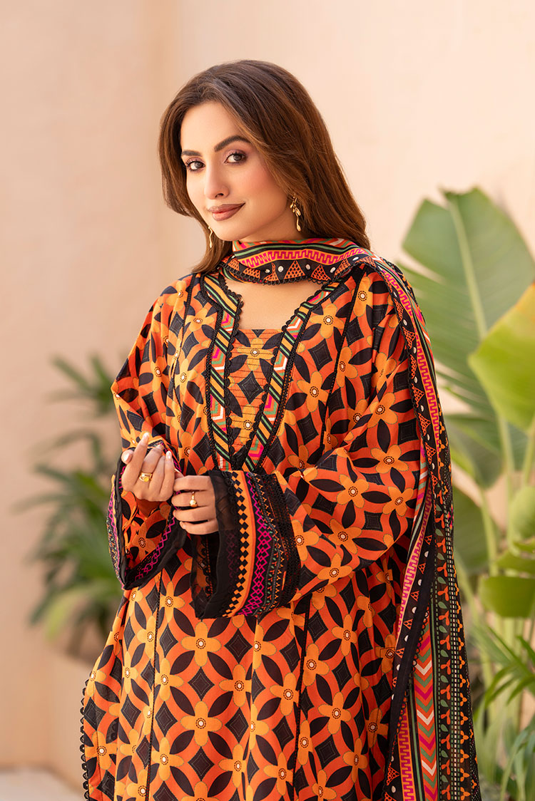3-PC Unstitched Printed Lawn Suit