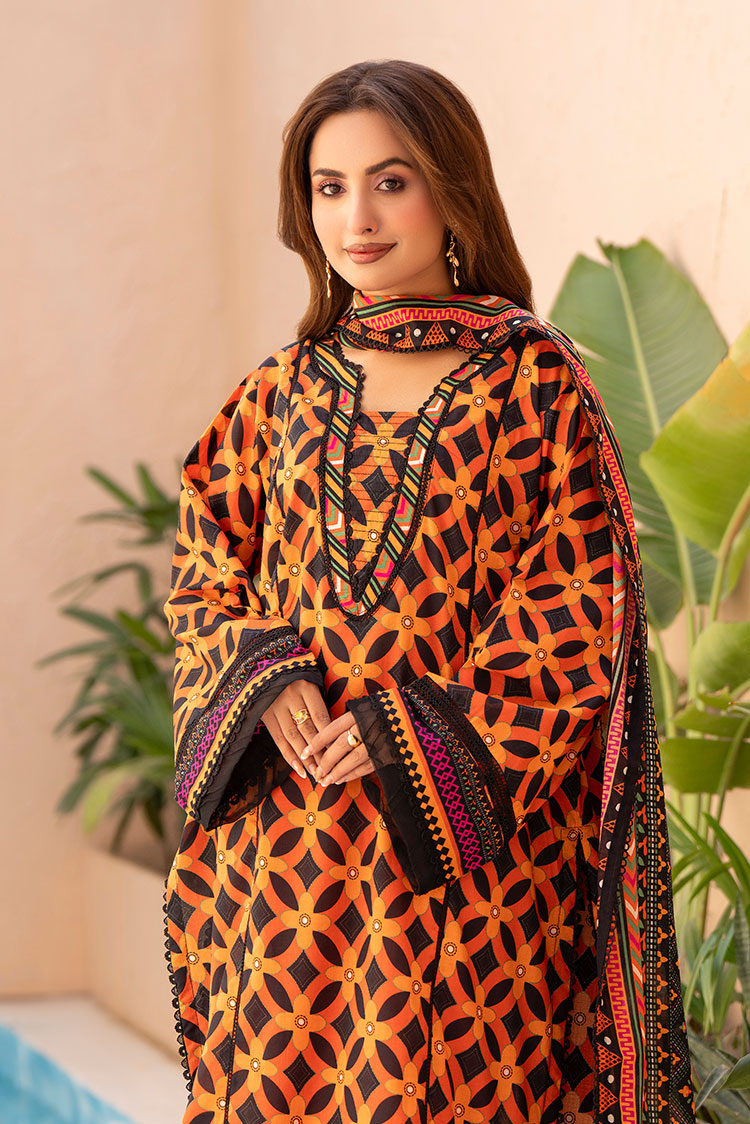 3-PC Unstitched Printed Lawn Suit