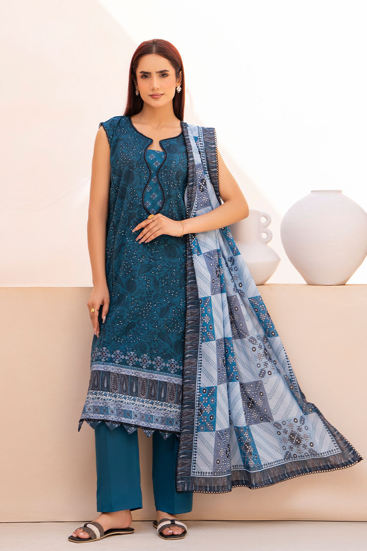 3-PC Unstitched Printed Lawn Suit