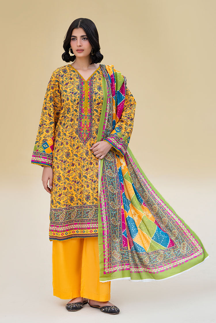 3-PC Unstitched Printed Lawn Suit