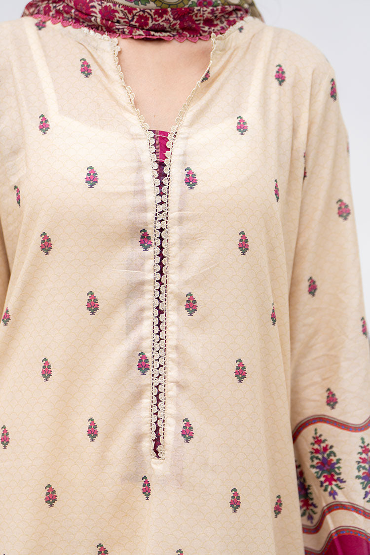 3-PC Unstitched Printed Lawn Suit