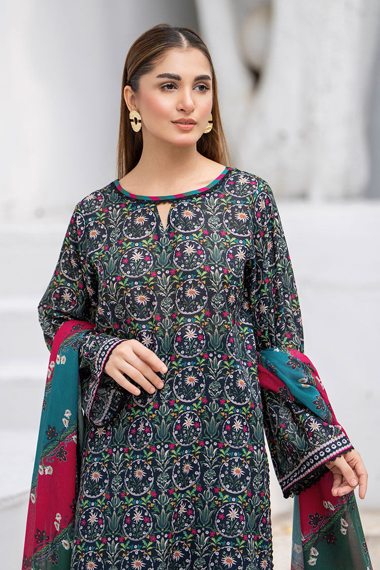 3-PC Unstitched Printed Lawn Suit