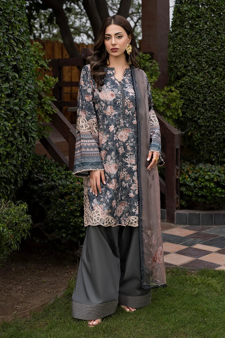 3-PC Unstitched Embroidered Lawn Suit