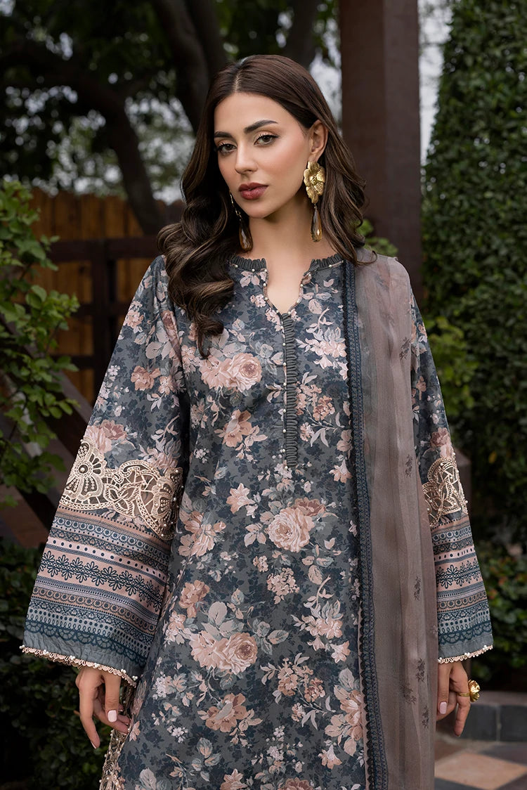 3-PC Unstitched Embroidered Lawn Suit