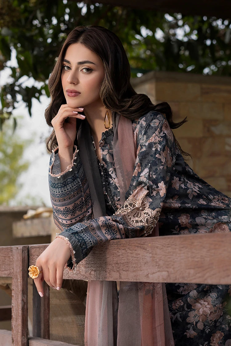 3-PC Unstitched Embroidered Lawn Suit