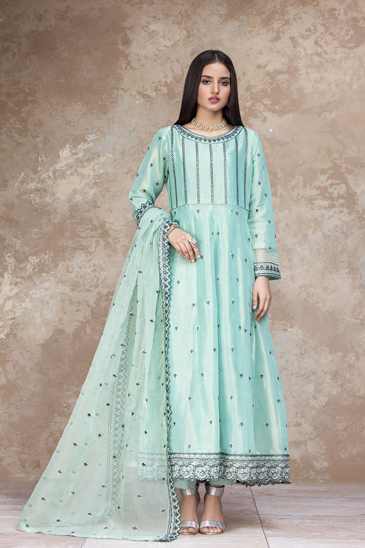 3-PC Stitched Embroidered Organza Suit