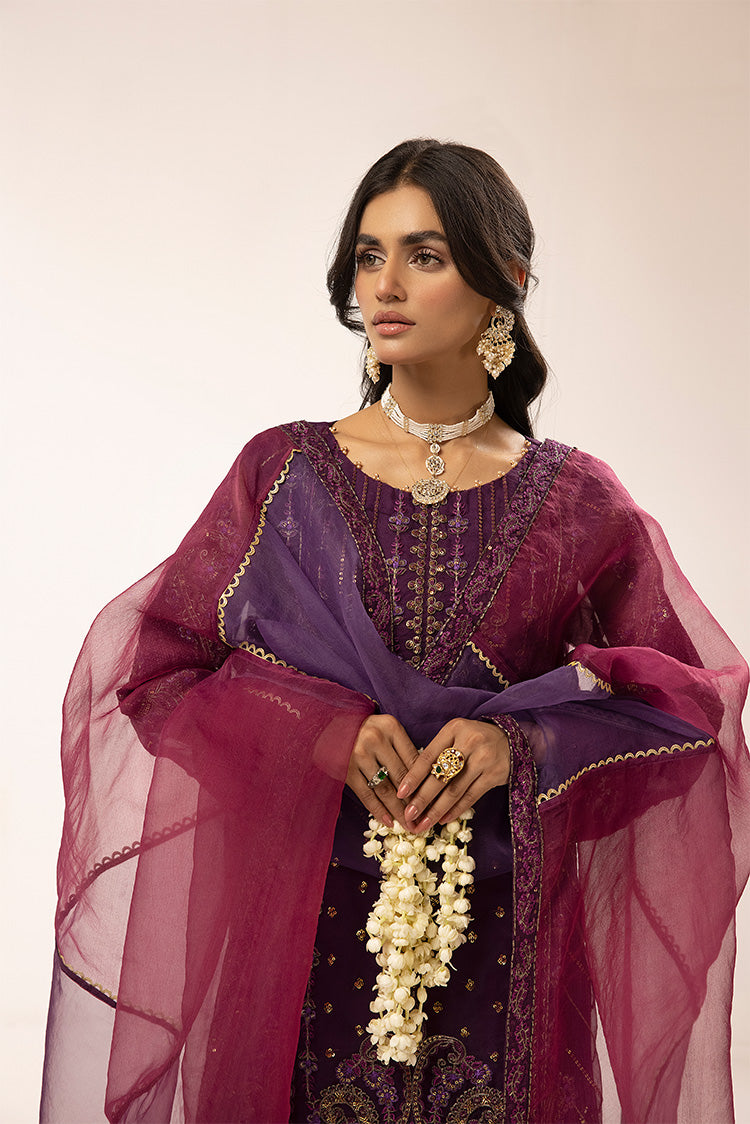 3-PC Stitched Fancy Embroidered Organza Suit