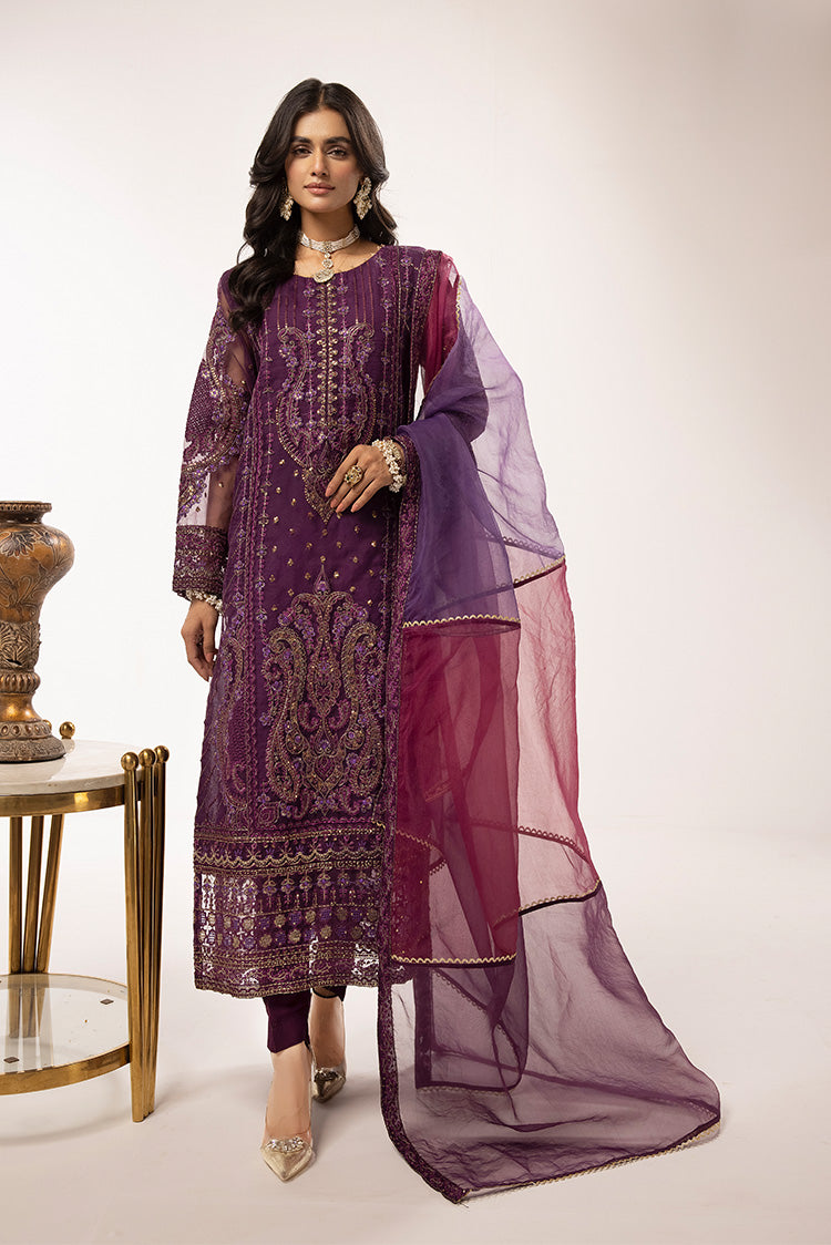 3-PC Stitched Fancy Embroidered Organza Suit