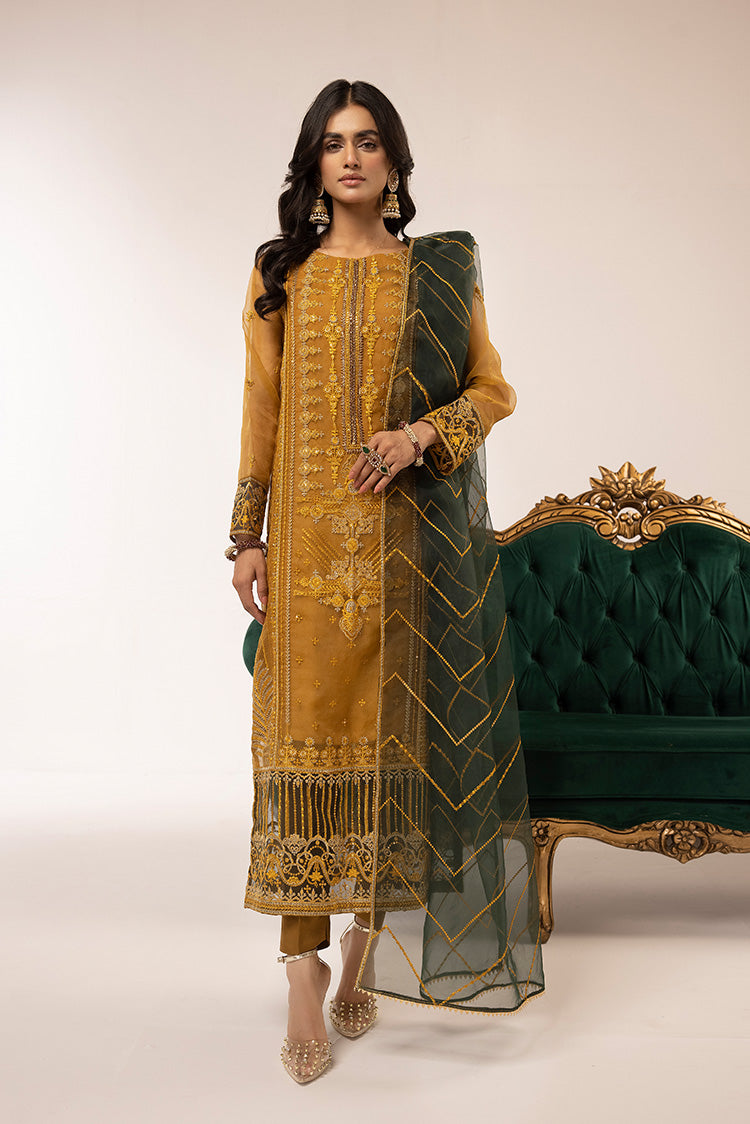 3-PC Stitched Fancy Embroidered Organza Suit