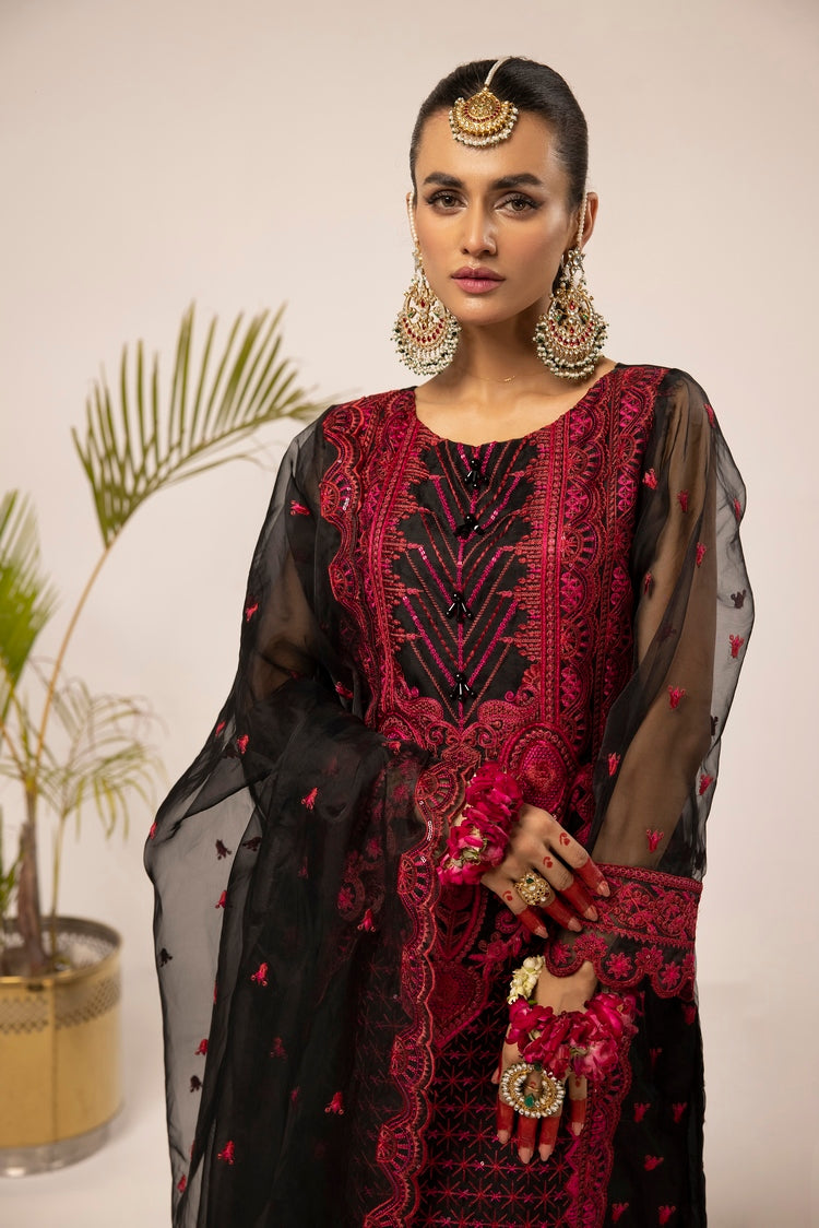 3-PC Stitched Fancy Embroidered Organza Suit