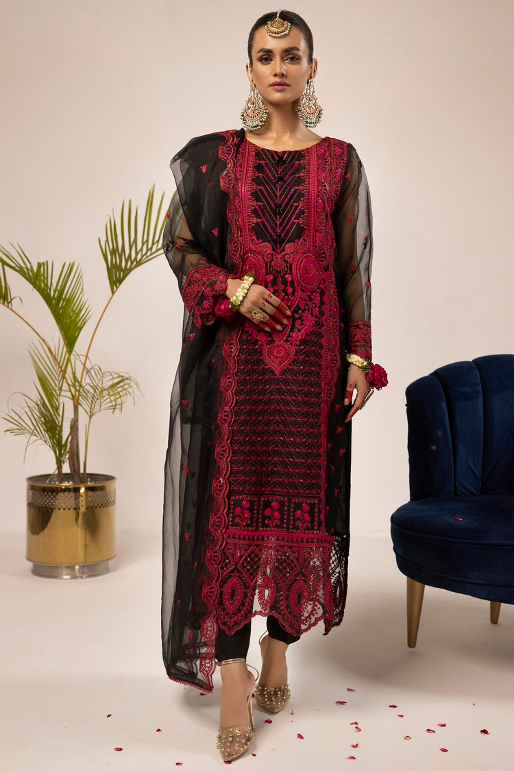 3-PC Stitched Fancy Embroidered Organza Suit