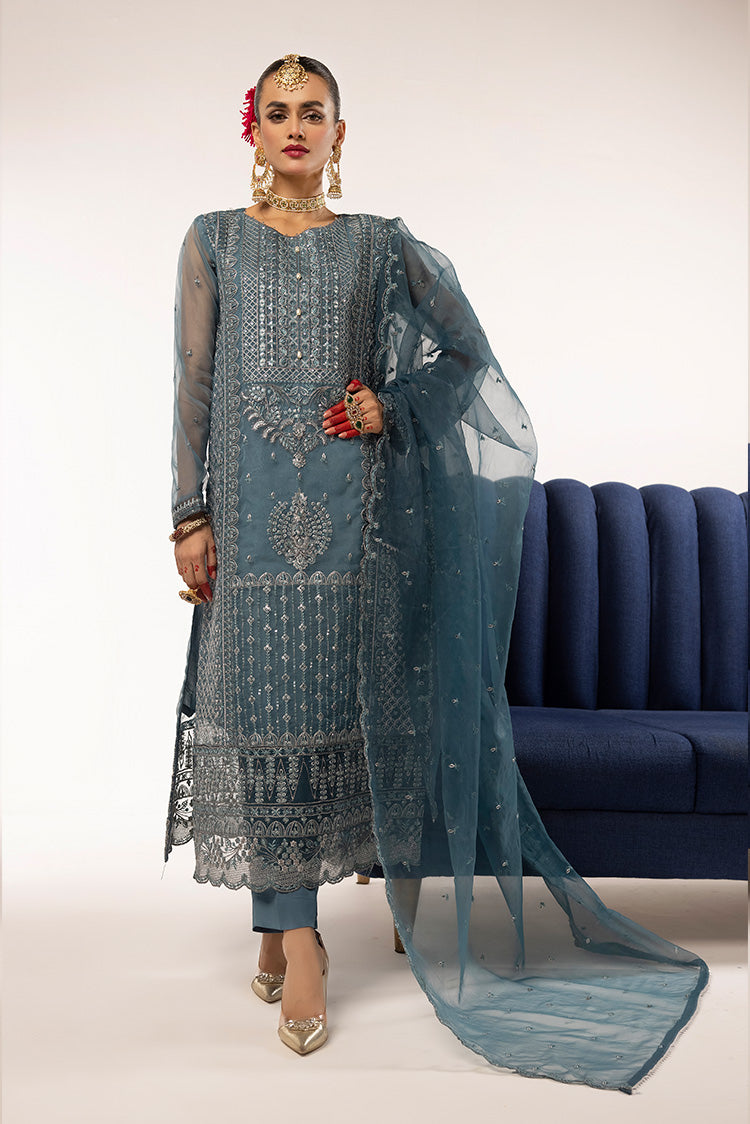 3-PC Stitched Fancy Embroidered Organza Suit