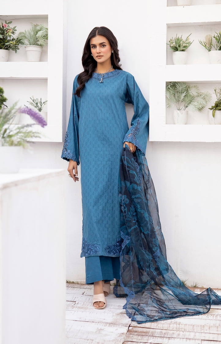 3-PC Stitched Embroidered Suit