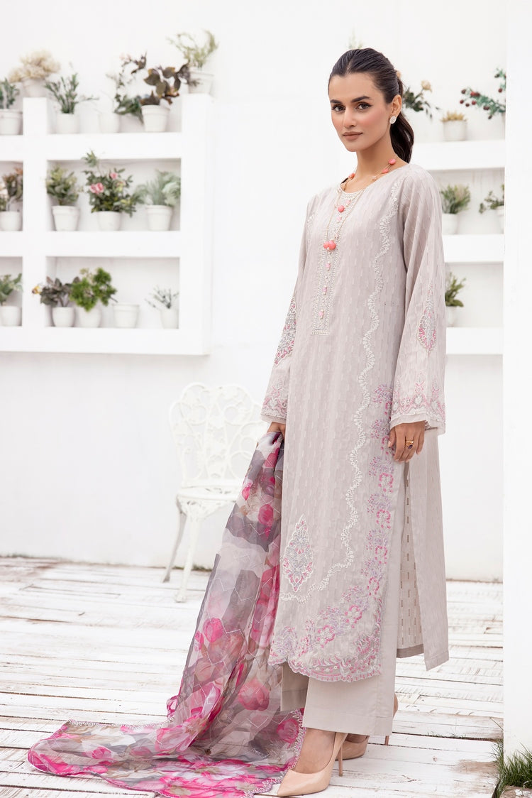 3-PC Stitched Embroidered Suit