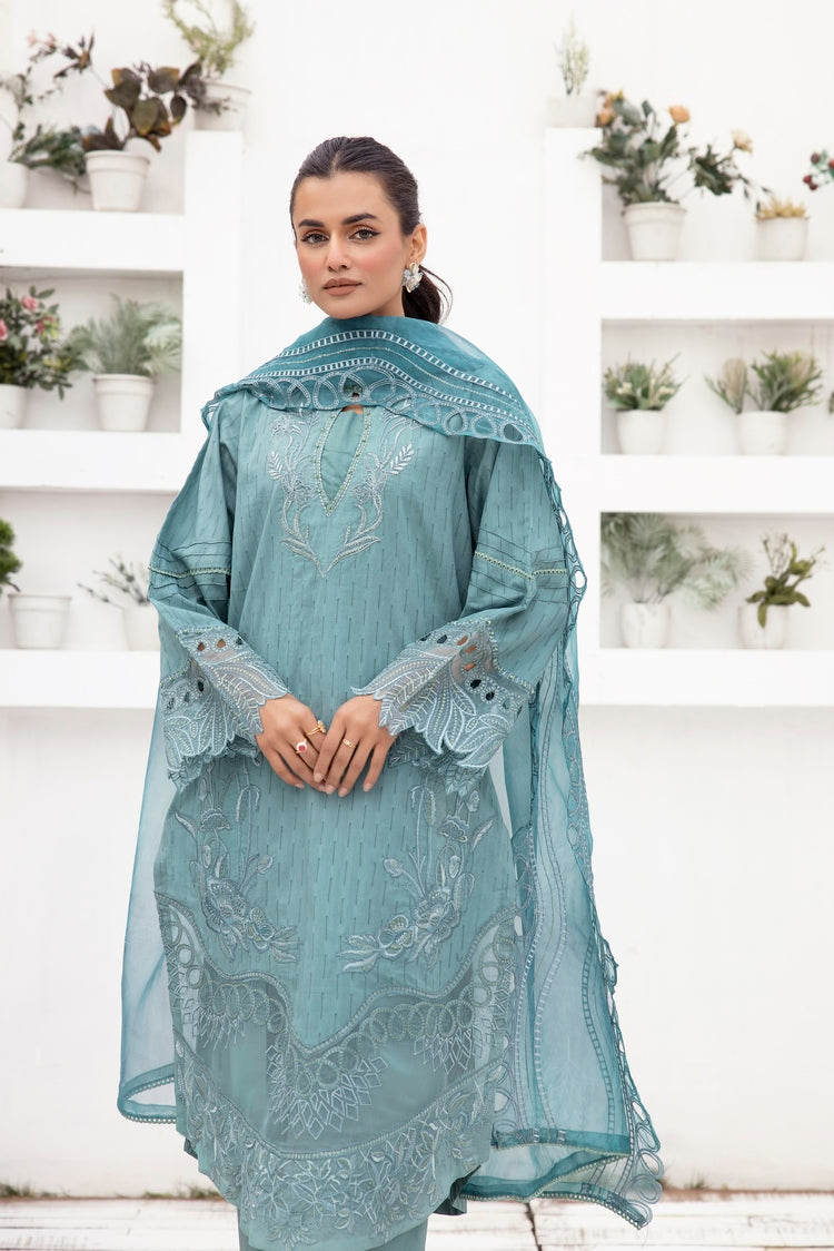 3-PC Stitched Embroidered Suit