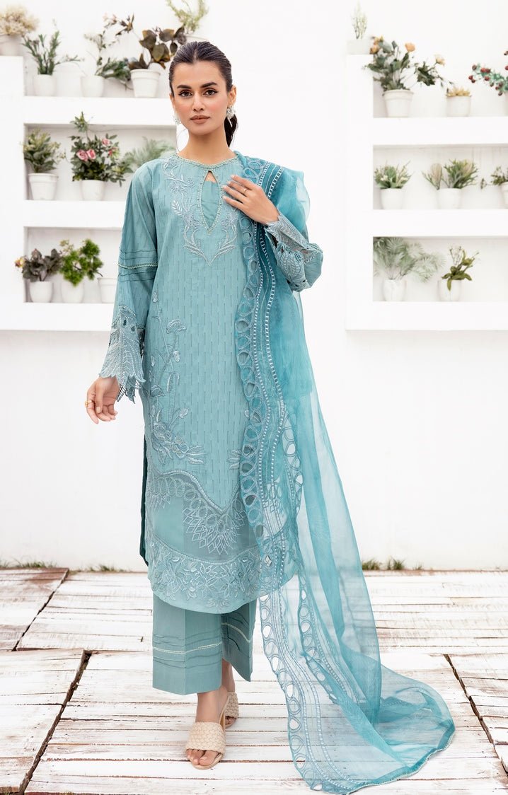 3-PC Stitched Embroidered Suit