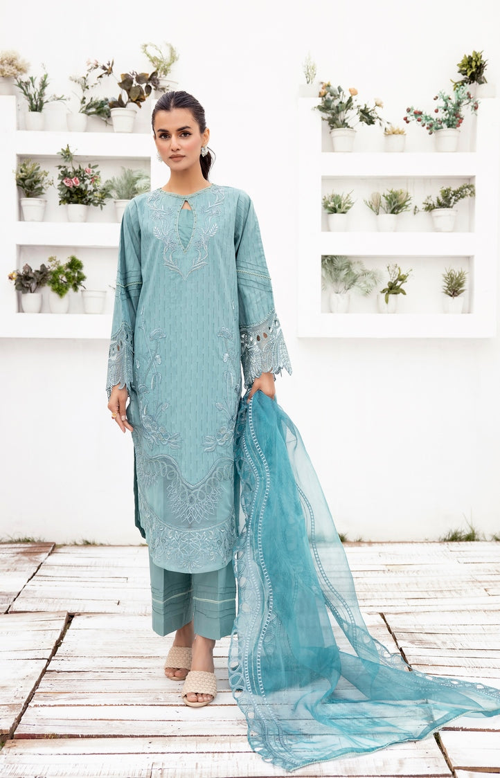 3-PC Stitched Embroidered Suit