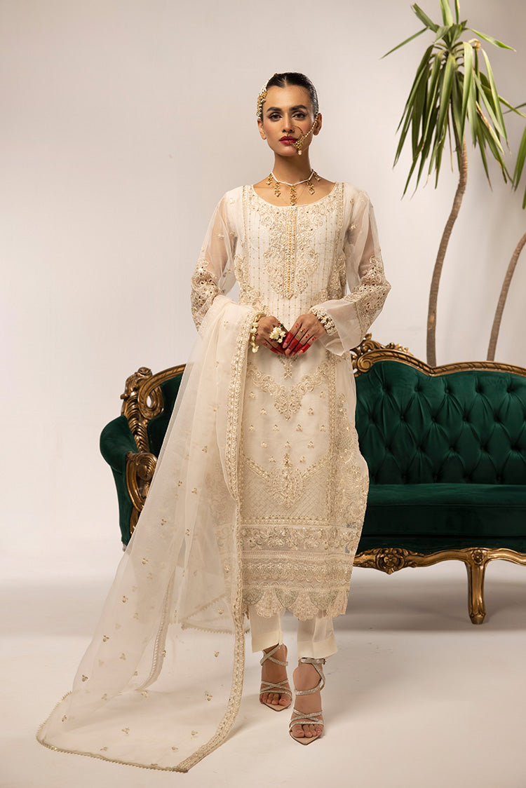 3-PC Stitched Fancy Embroidered Organza Suit