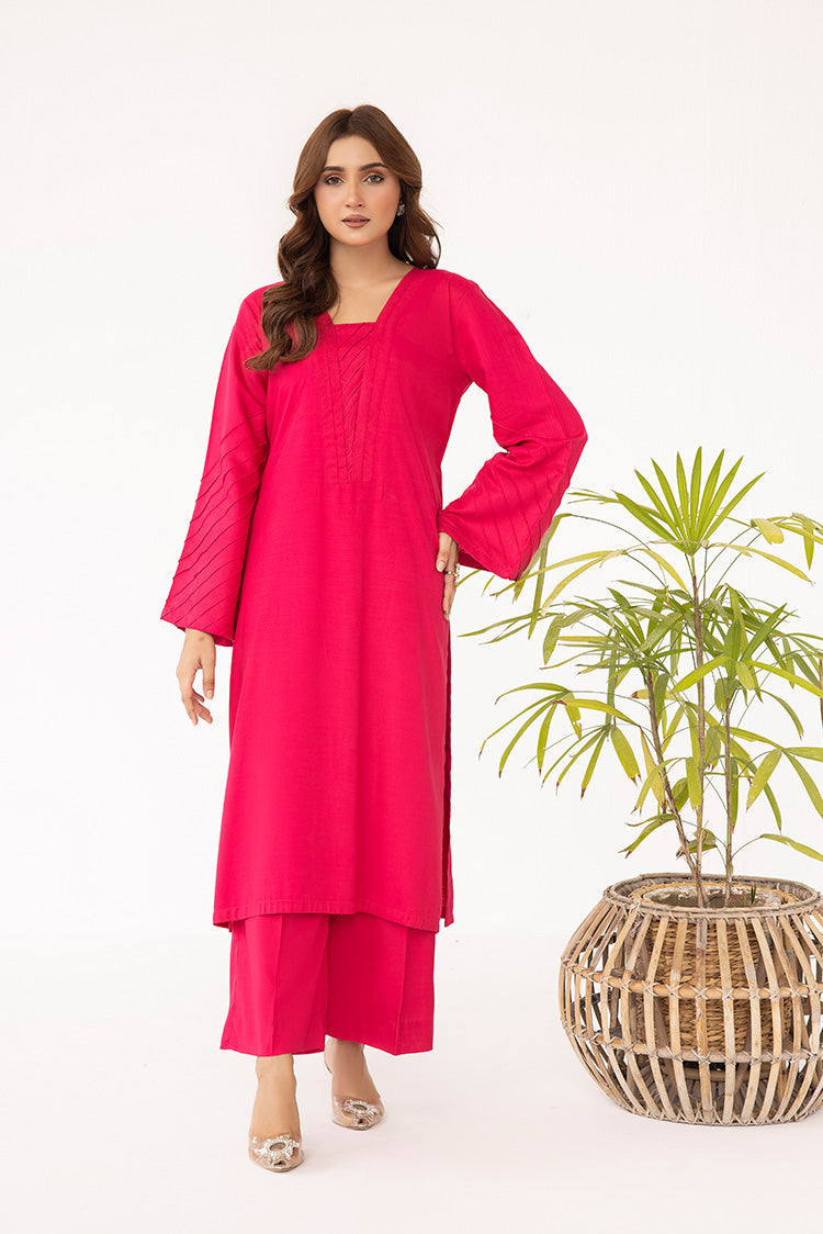 2-PC Stitched Dyed Raw Silk Suit