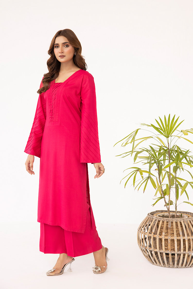 2-PC Stitched Dyed Raw Silk Suit