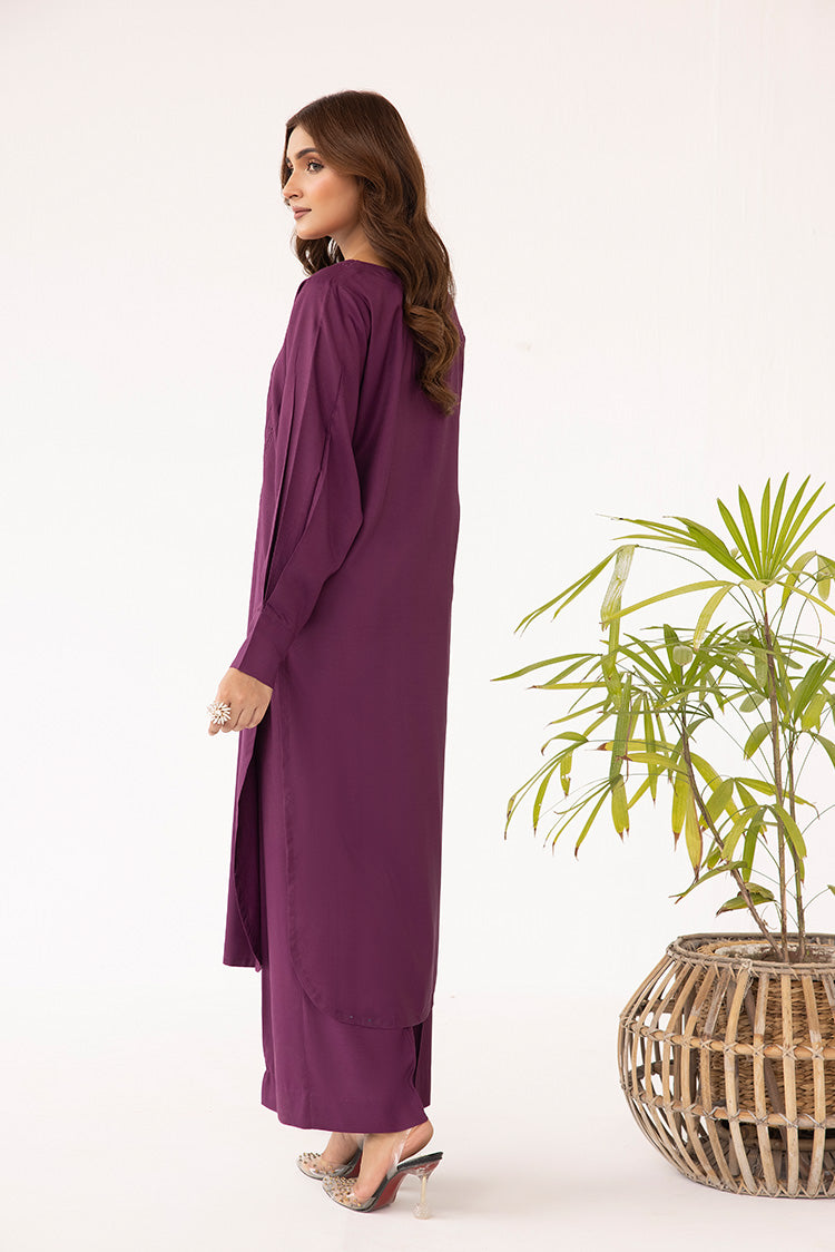 2-PC Stitched Dyed Raw Silk Suit