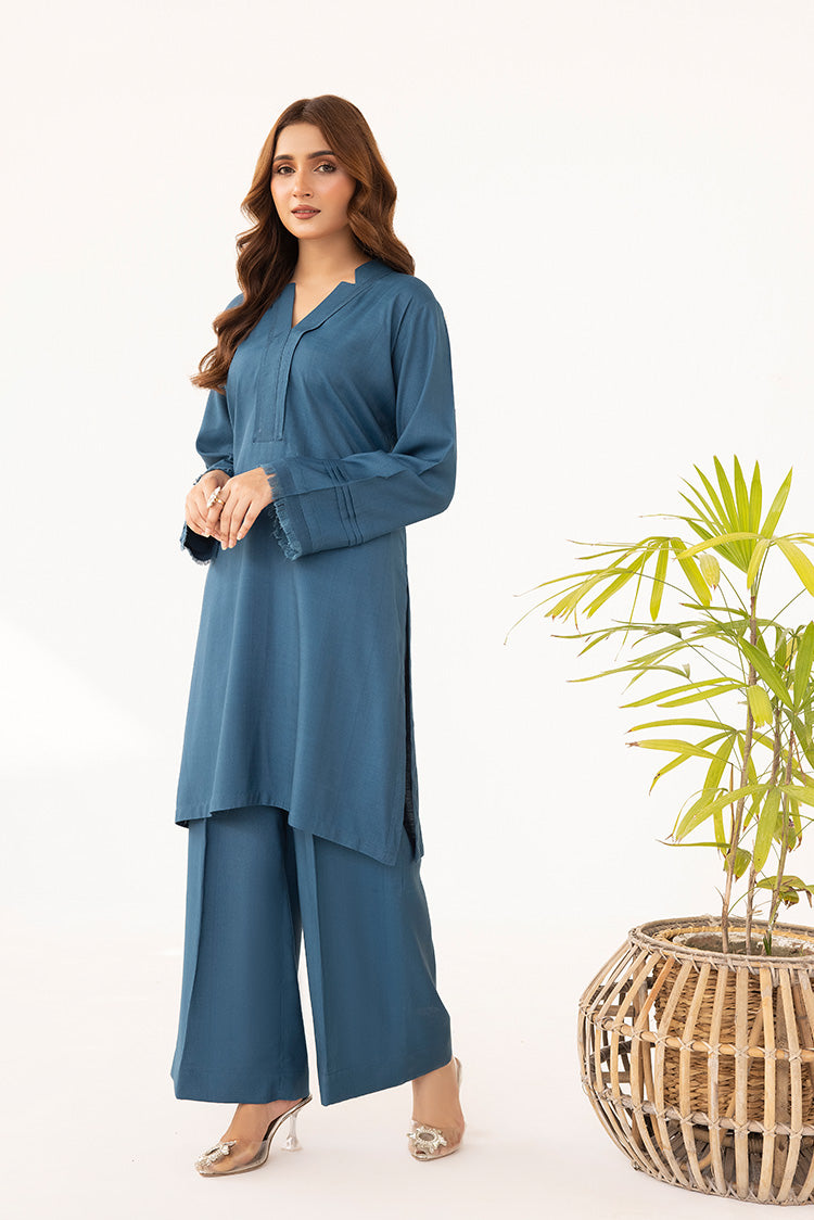 2-PC Stitched Dyed Raw Silk Suit