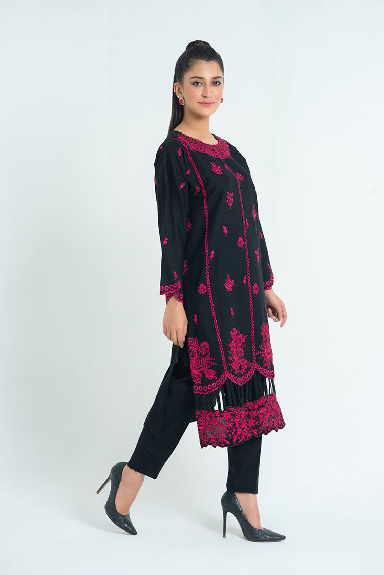 2-PC Stitched Embroidered Khaddar Suit