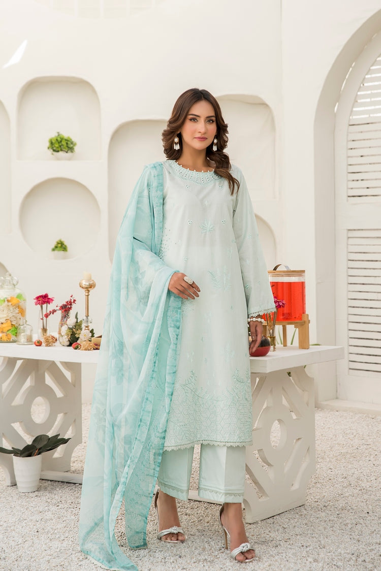 3-PC Stitched Embroidered Suit