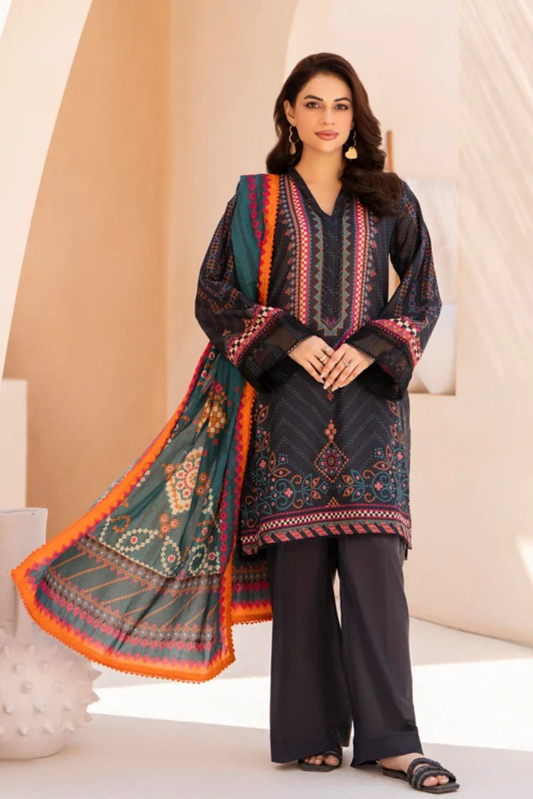 3-PC Unstitched Printed Lawn Suit