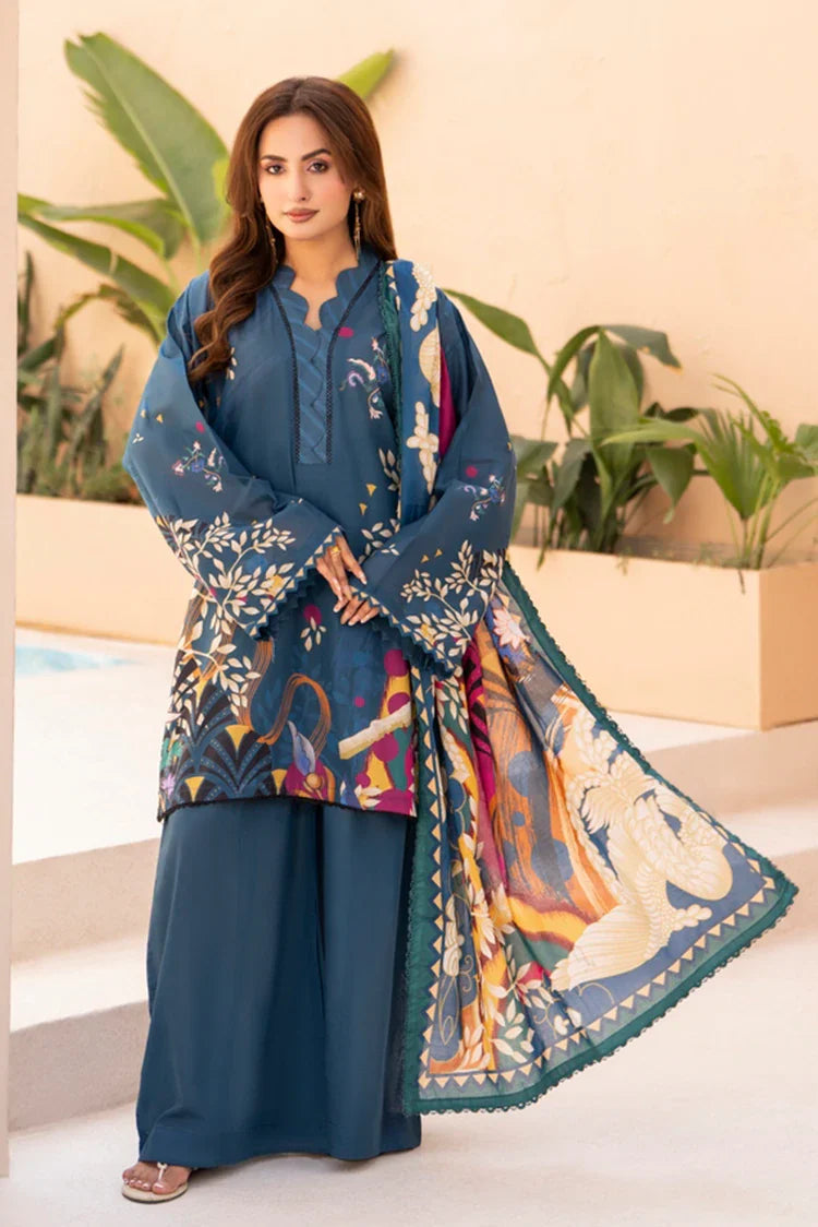 3-PC Unstitched Printed Lawn Suit