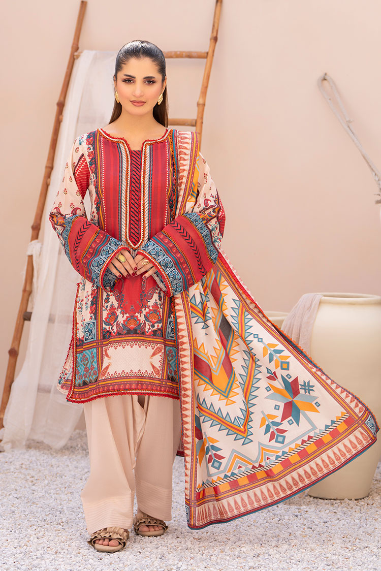 3-PC Unstitched Printed Lawn Suit
