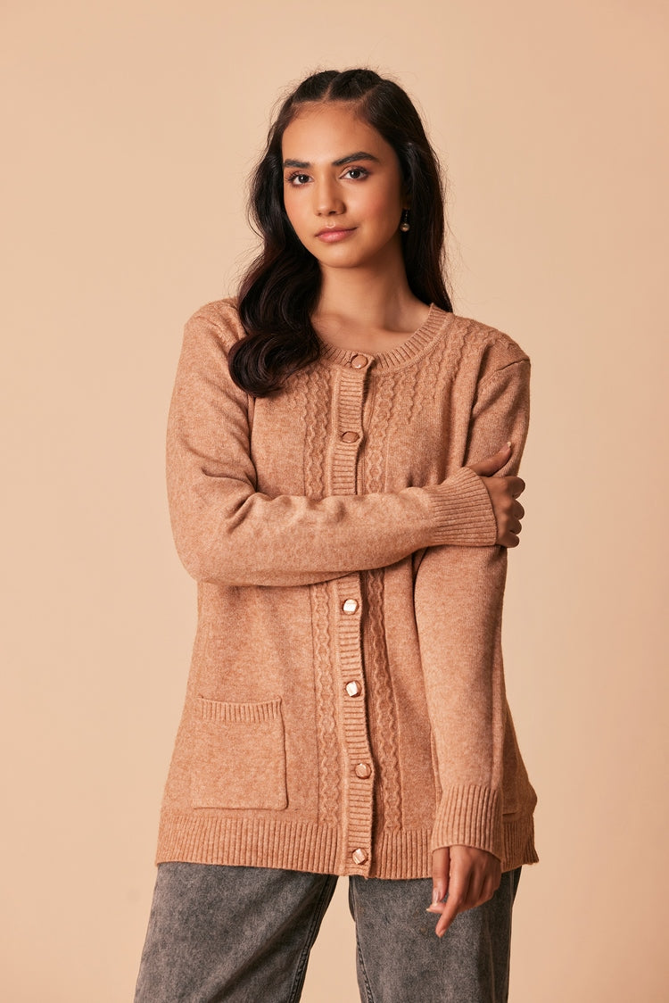 Round Neck Cardigan Sweater