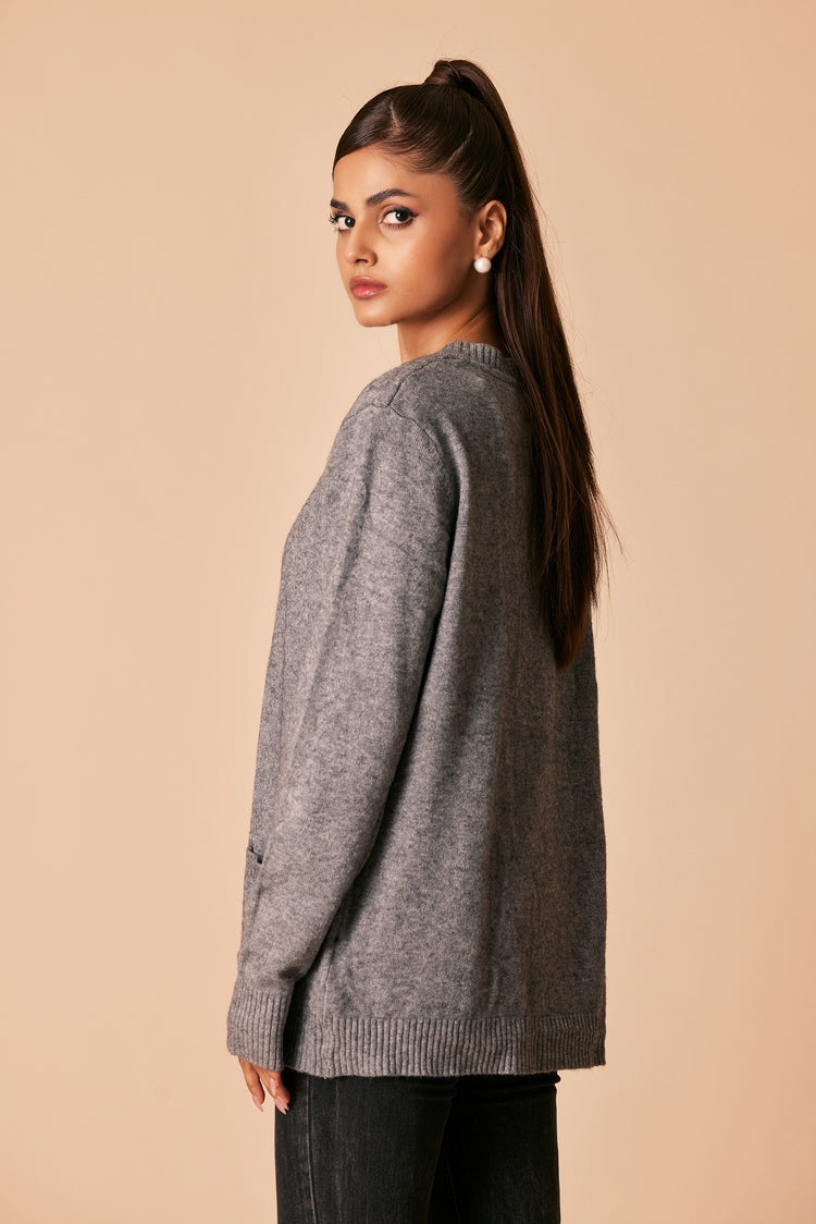 Round Neck Cardigan Sweater