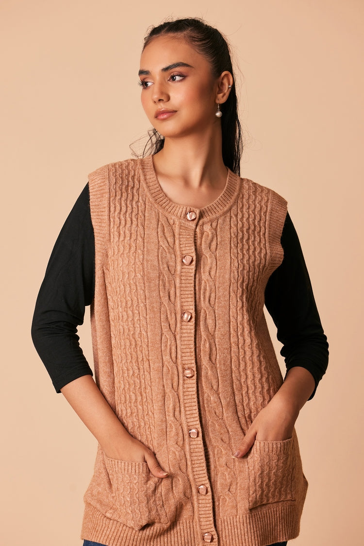 Round Neck Cardigan Sweater