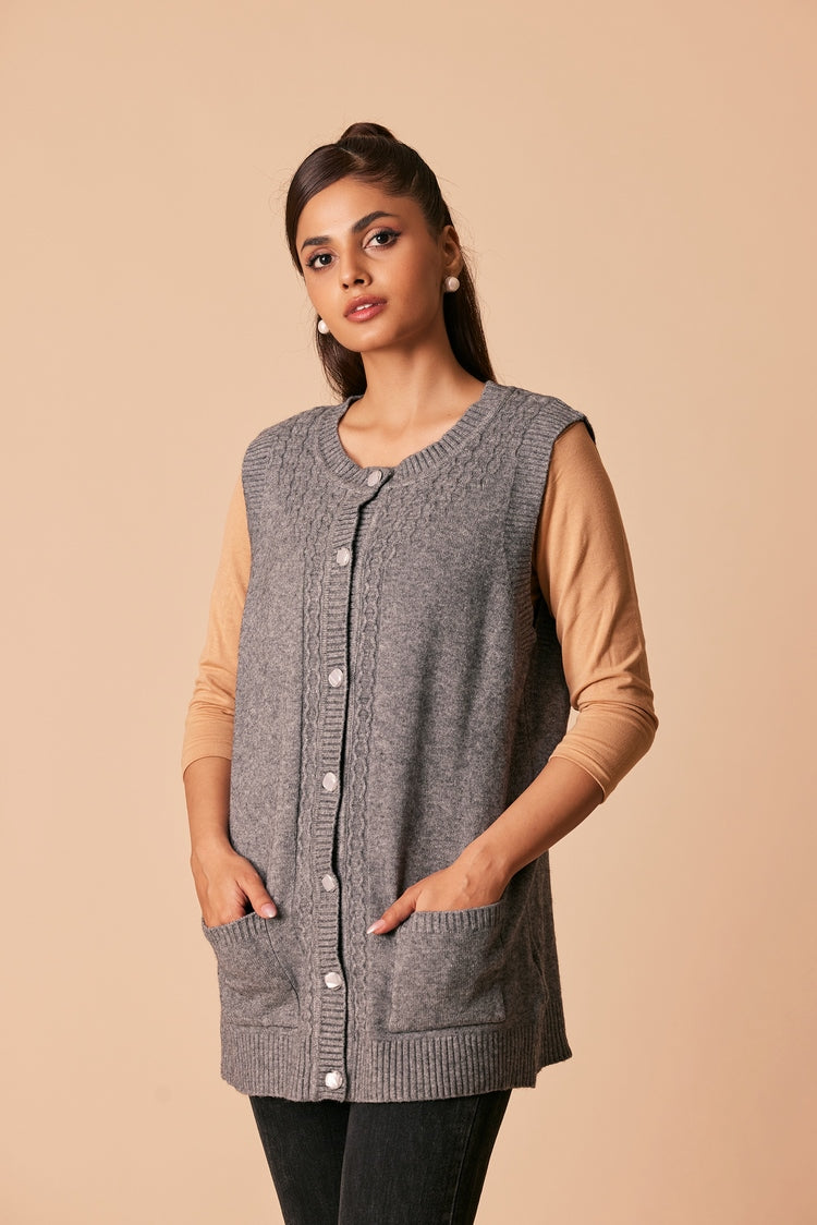 Round Neck Cardigan Sweater