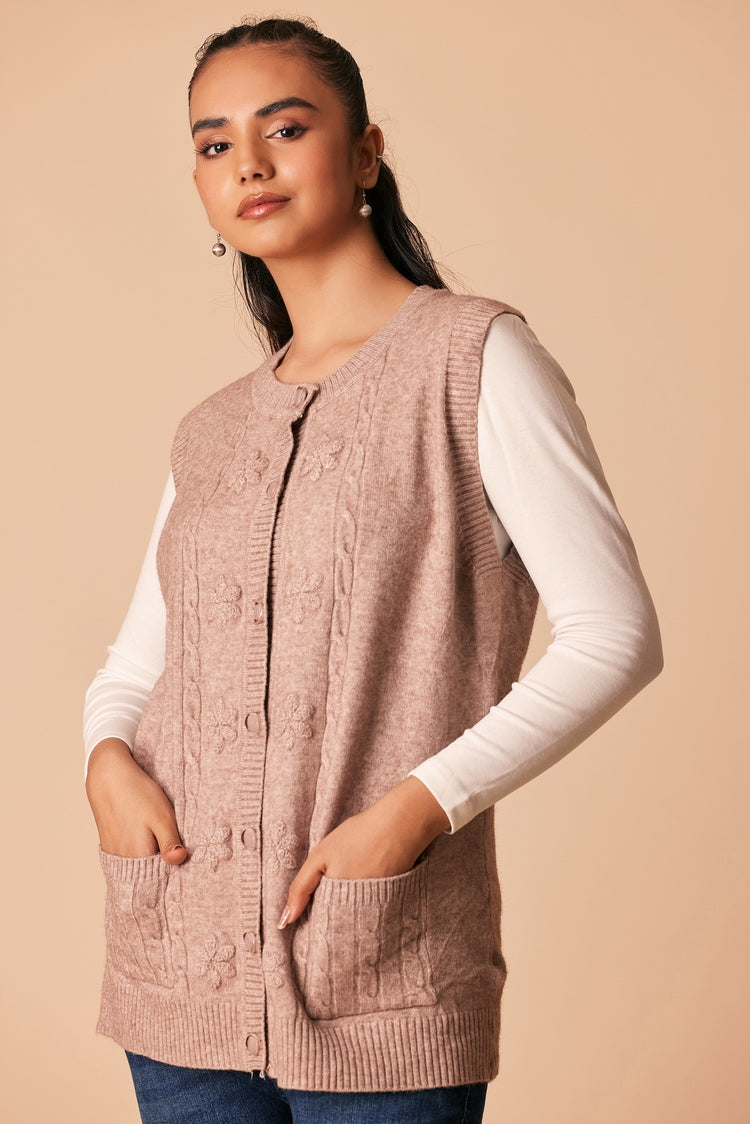 Round Neck Cardigan Sweater