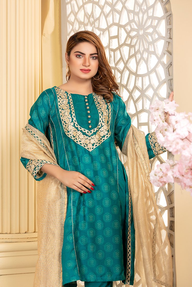 3-PC Stitched Jacquard Suit