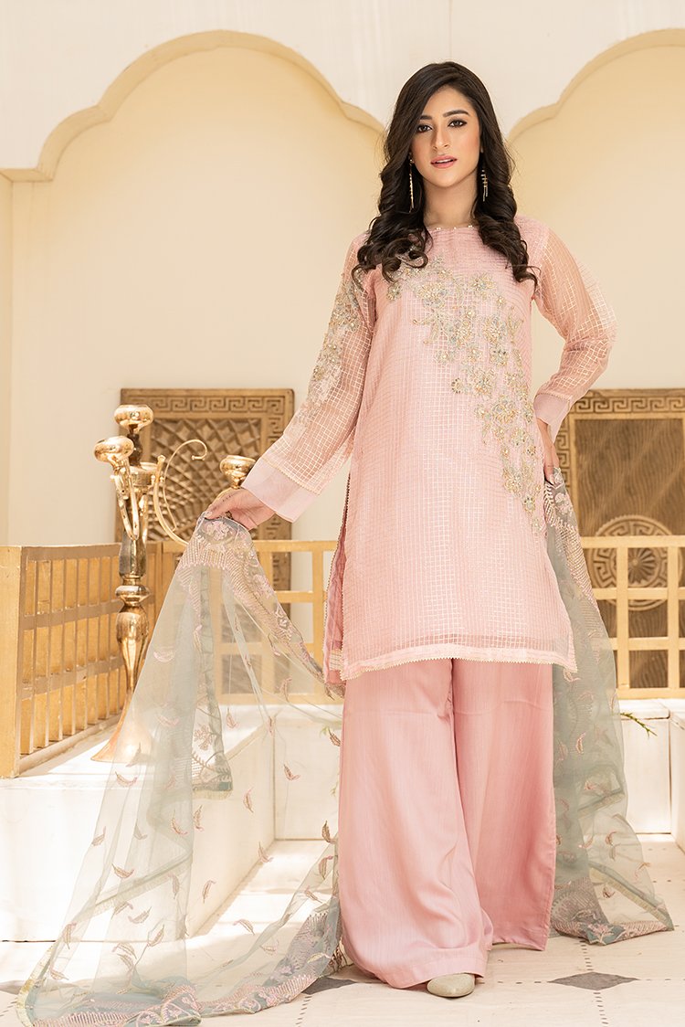 3-PC Stitched Organza Suit