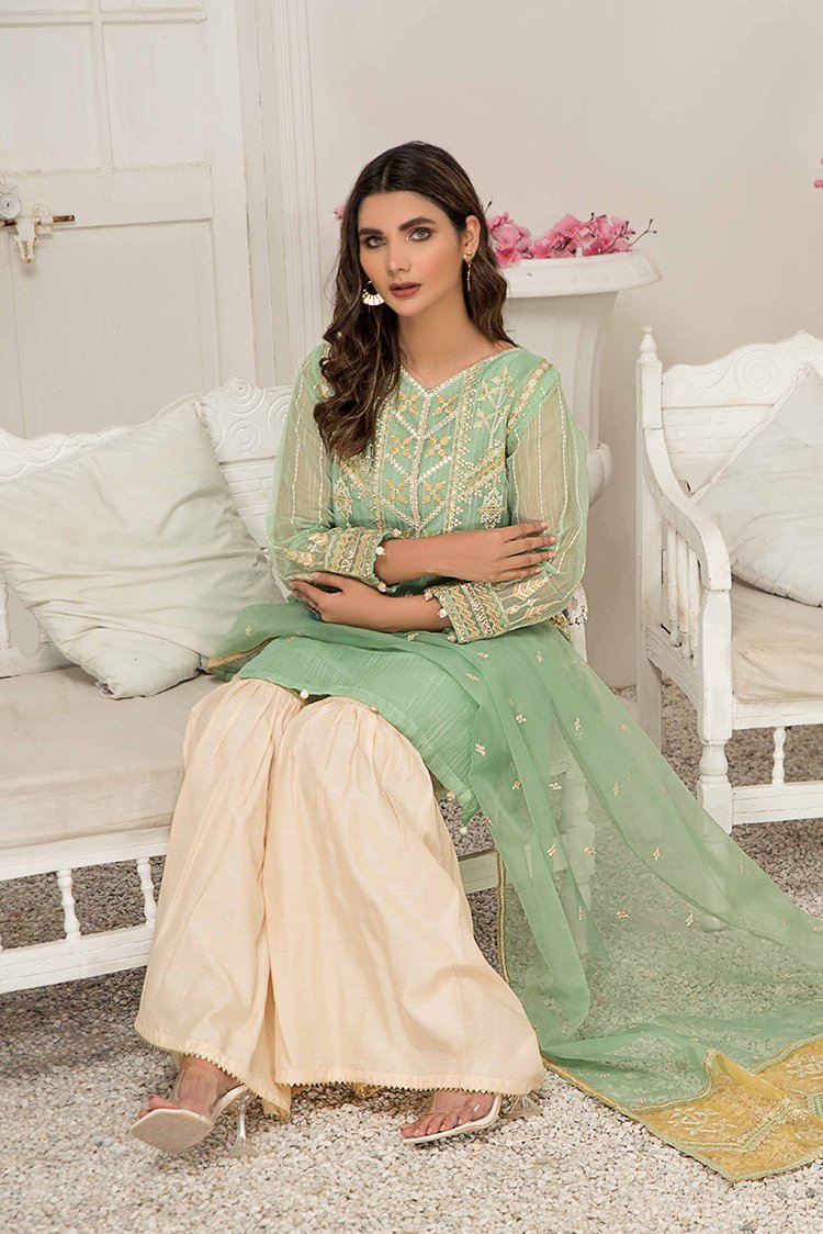 3-PC Stitched Cotton Net Suit