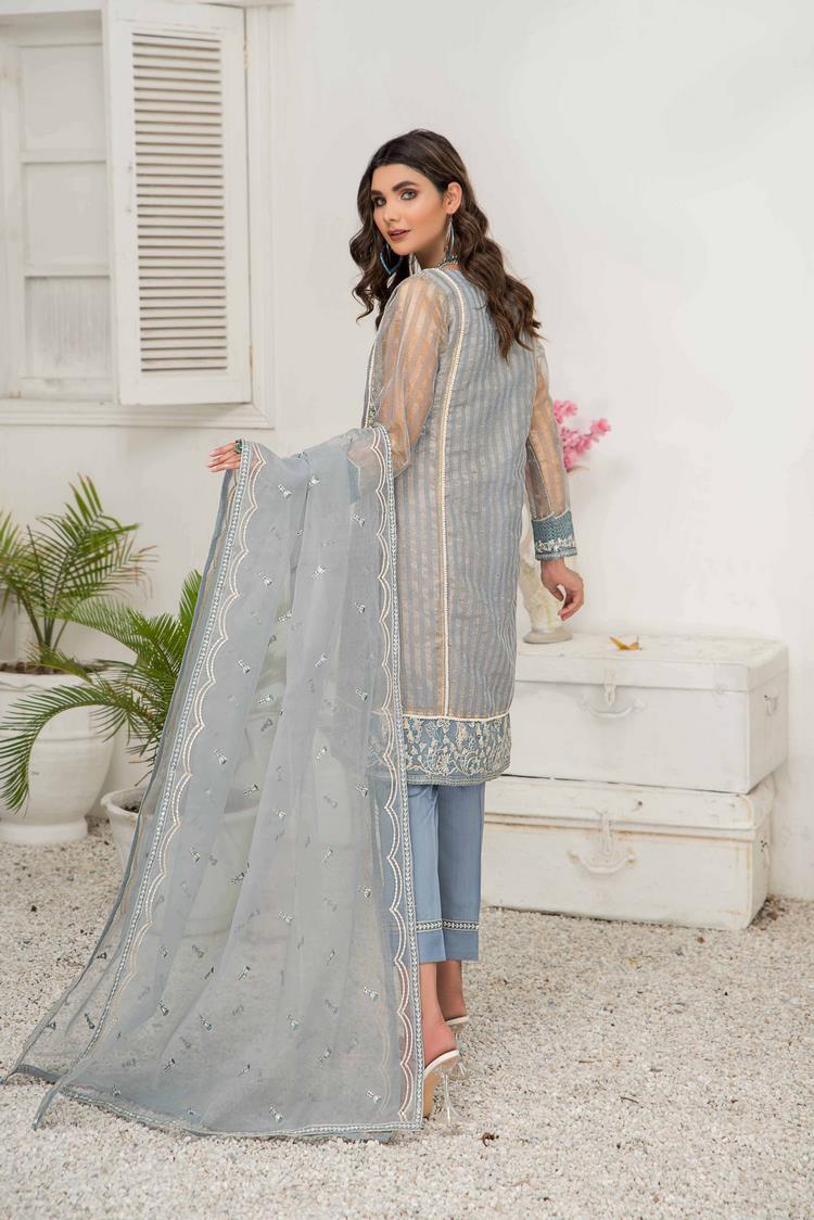 3-PC Stitched Zari Net Suit