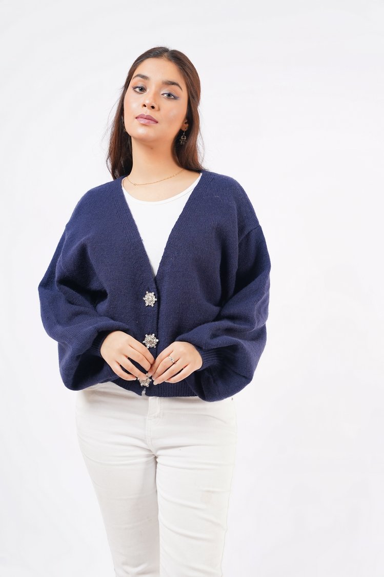 V-Neck  Cardigan Sweater